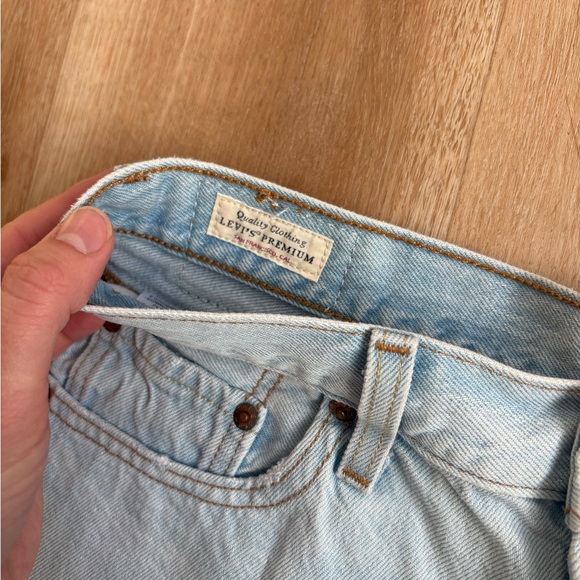 Levi's Light Blue Distressed Jean Shorts - Picture 2 of 7